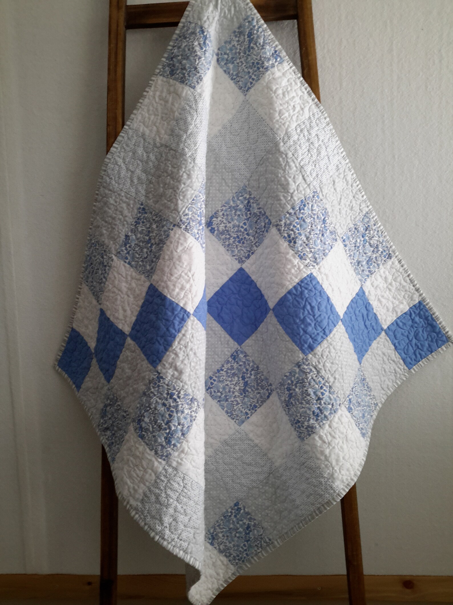 Blue and Gray Baby Quilt for Sale Baby Quilt Handmade Blue Etsy