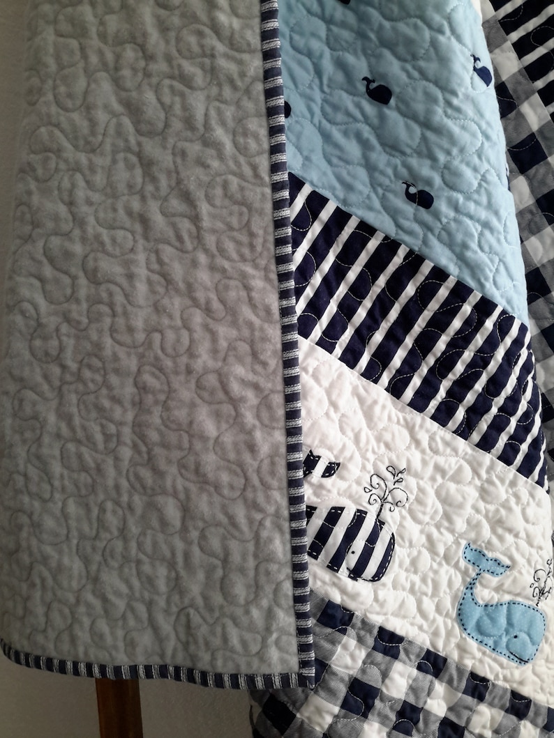Whale Baby Boy Quilt Nautical Quilt Whales applique with Etsy