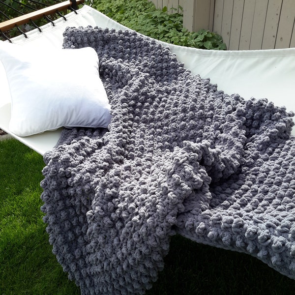 Easy Chunky Crochet Blanket Pattern Bernat Blanket Yarn -Fast & Easy -Beginner -Large Size -Deep Texture -Plush Afghan Pattern -PDF