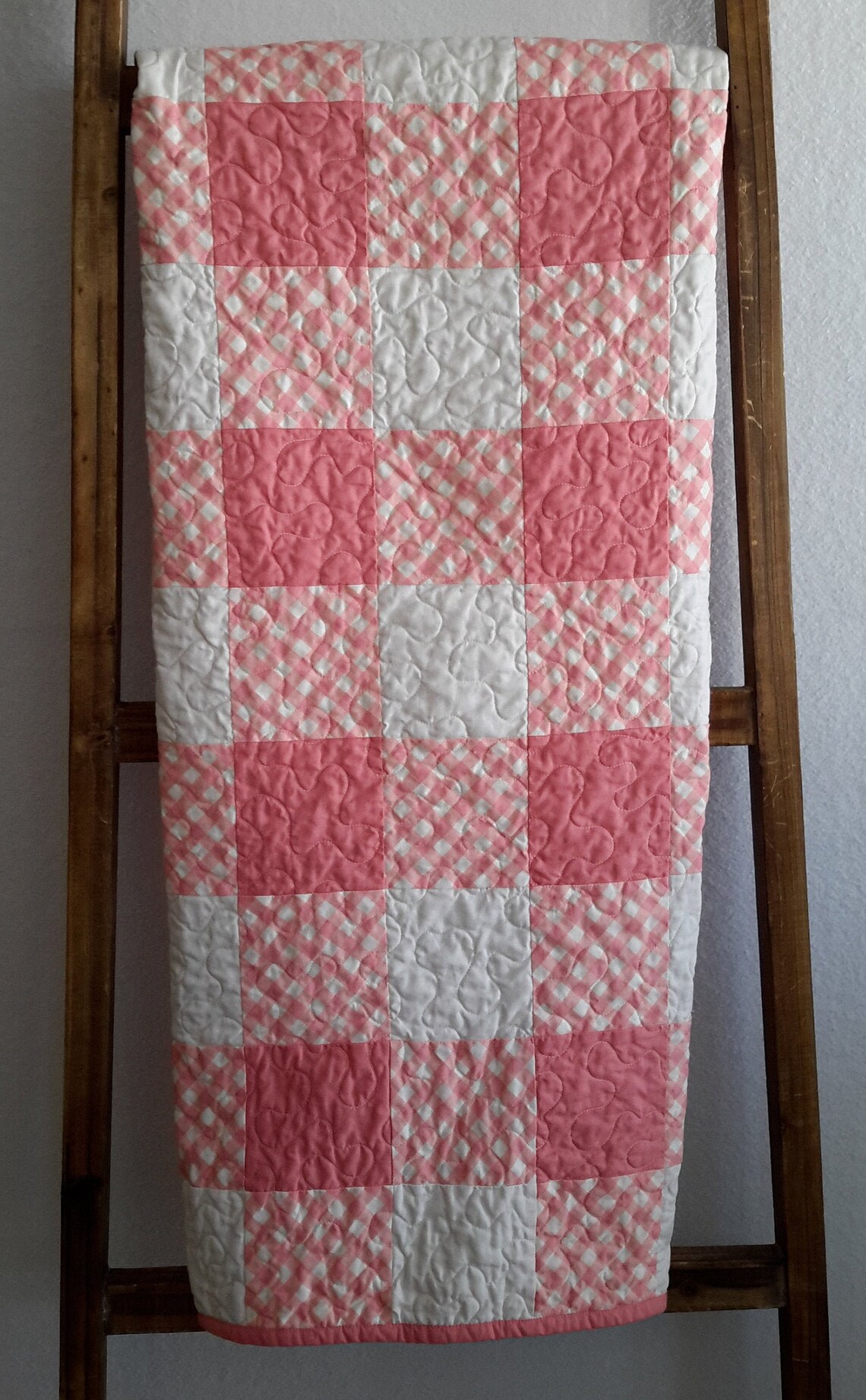 Pink Baby Girl Quilt for Sale Pink & Ivory Buffalo Check Etsy