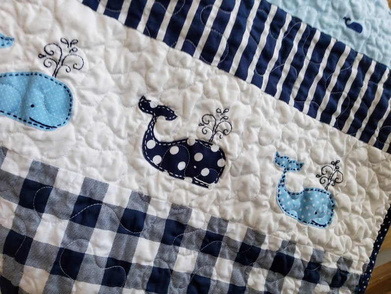 Whale Baby Boy Quilt Nautical Quilt Whales Applique With Etsy Canada