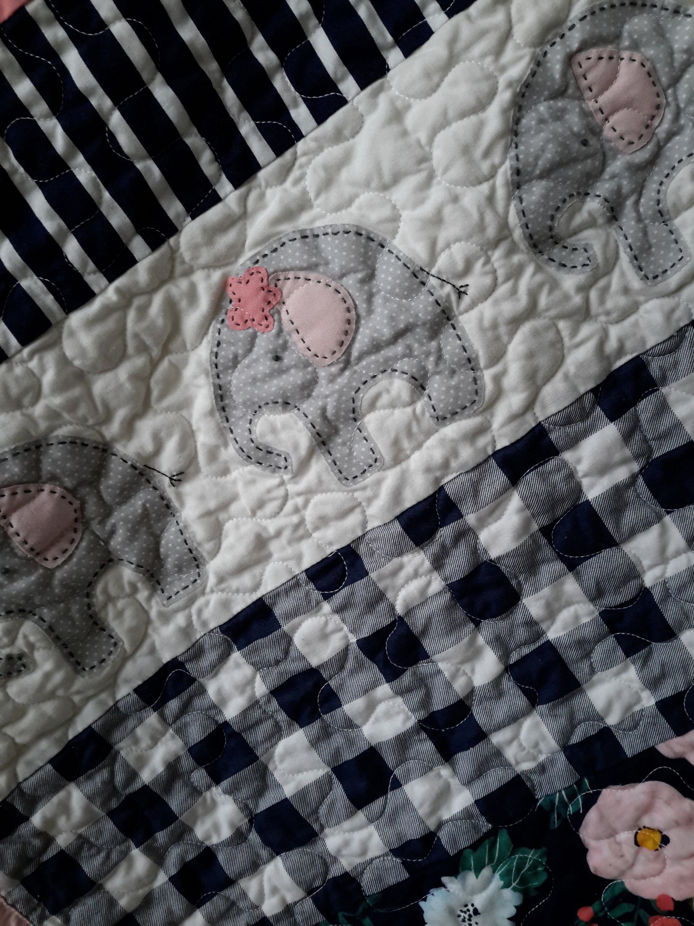Pink Baby Girl Quilt for Sale Handmade Applique Elephants Etsy