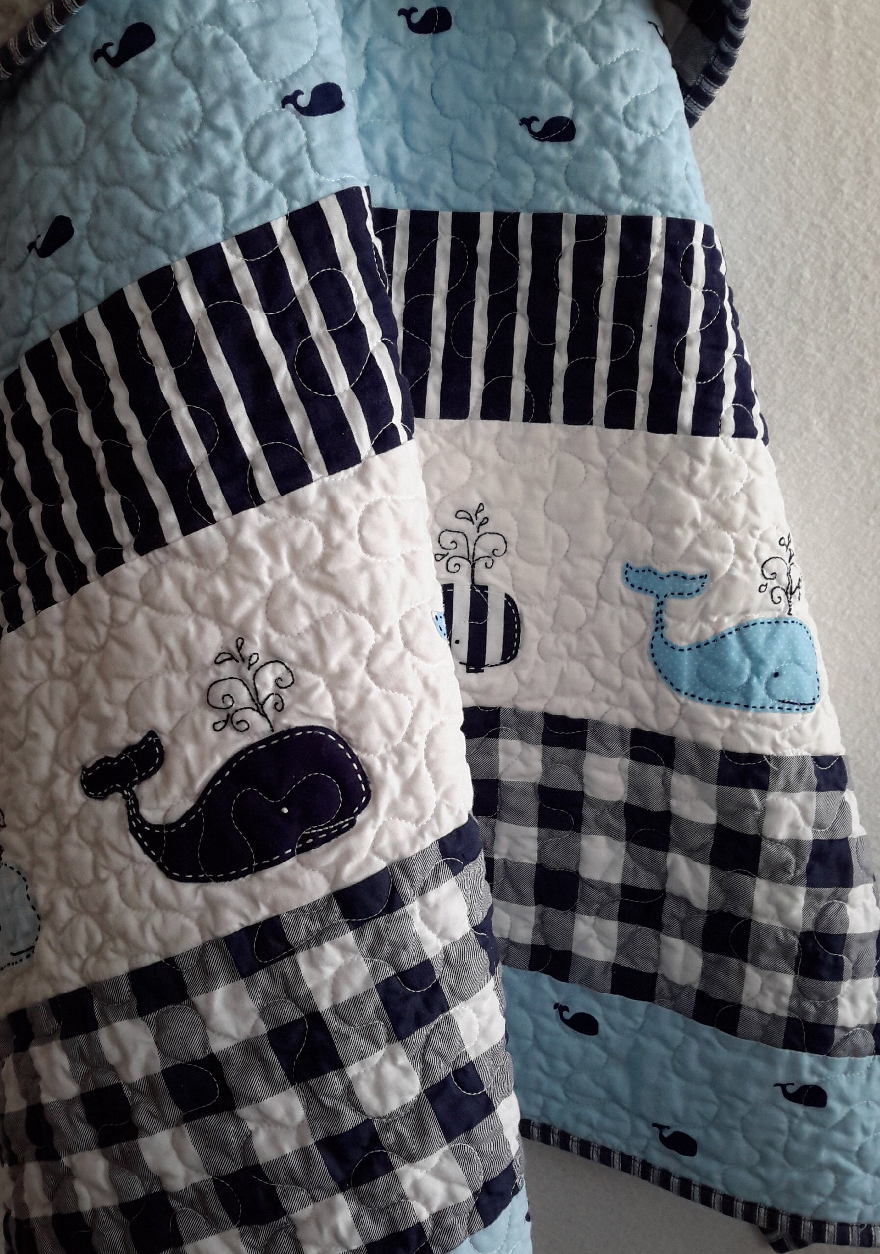 Whale Baby Boy Quilt Nautical Quilt Whales applique with Etsy