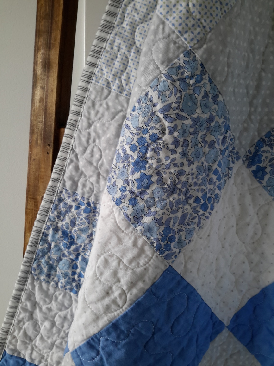 Blue and Gray Baby Quilt for Sale Baby Quilt Handmade Blue Etsy