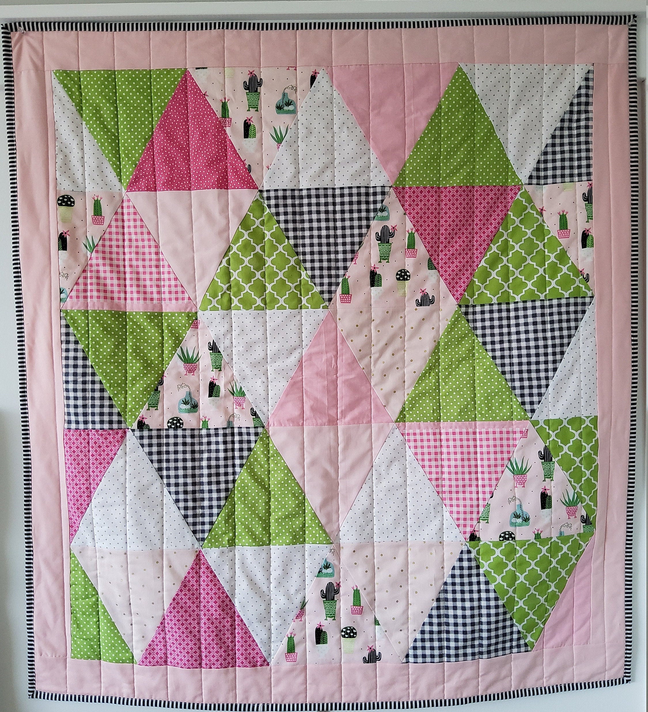 Pink Cactus Baby Quilt for Sale Handmade Baby Girl Quilt Etsy