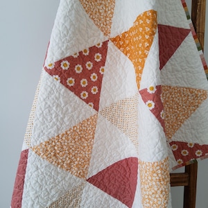 Handmade Retro Baby Quilt: Rustic Colors, Pieced Patchwork, 100% Cotton, Heirloom Keepsake