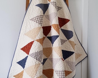 Rust Baby Boy Quilt - Handmade - Rustic Colors Patchwork Quilt - Heirloom Keepsake