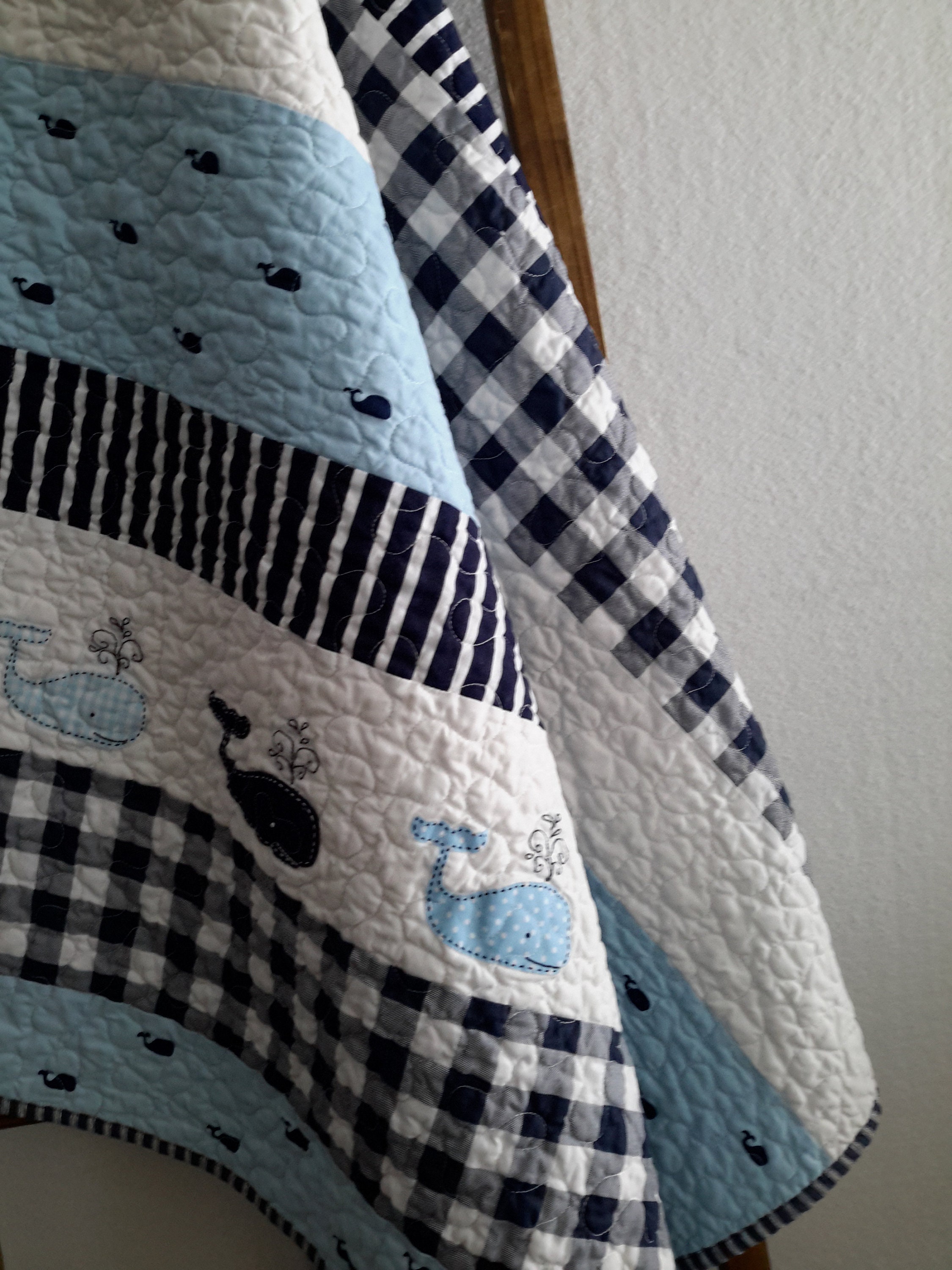 Whale Baby Boy Quilt Nautical Quilt Whales applique with Etsy