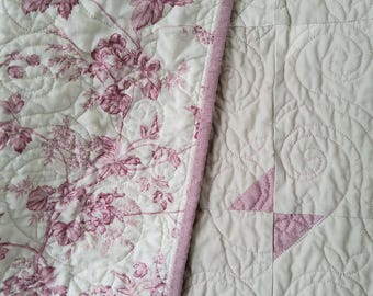 Heirloom Butterfly Baby Girl Quilt: Handmade Lavender Color Quilted Keepsake