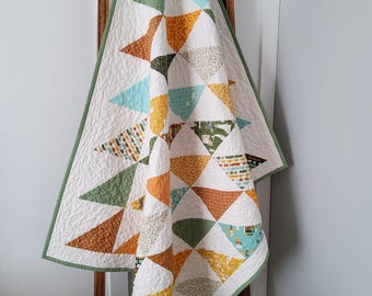 Handmade Baby Boy Quilt: Rustic Colors, 100% Cotton, Heirloom Keepsake