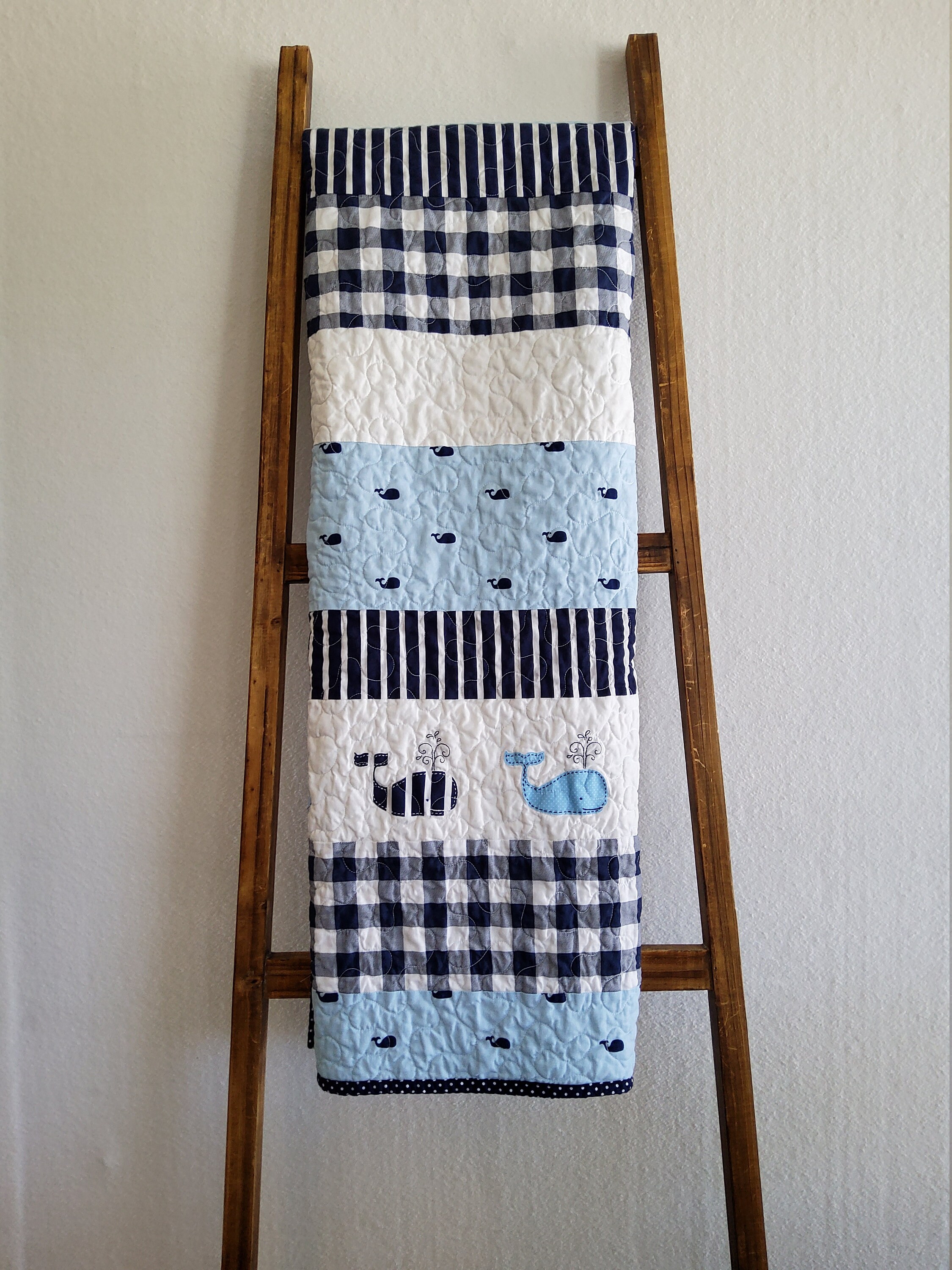 Whale Baby Boy Quilt Nautical Quilt Whales applique with Etsy