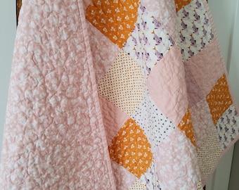 Baby Girl Quilt: Handmade Cottage Classic Patchwork Quilted Blanket - Heirloom Keepsake