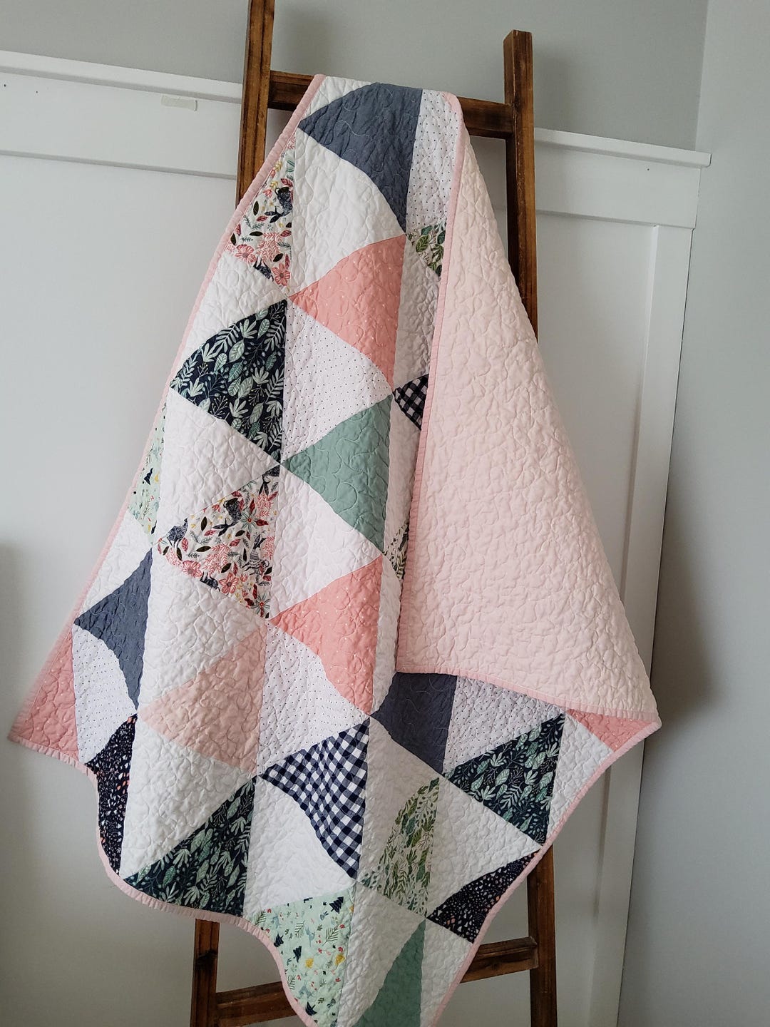 Handmade Baby Girl Quilt, Patchwork Quilt With Woodland Floral and ...