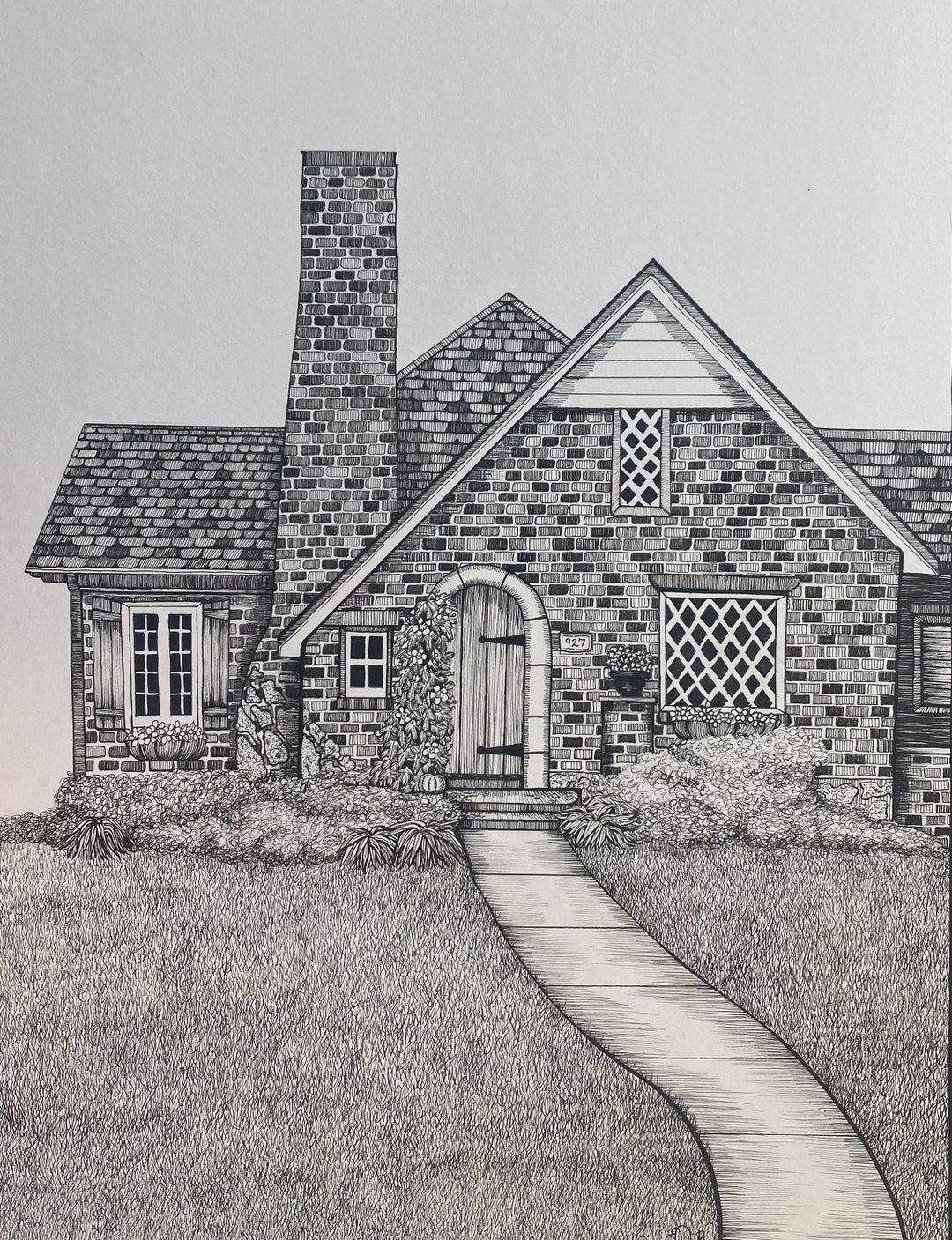 Custom Pen and Ink House Portrait - Etsy