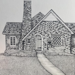 Custom Pen and Ink House Portrait - Etsy