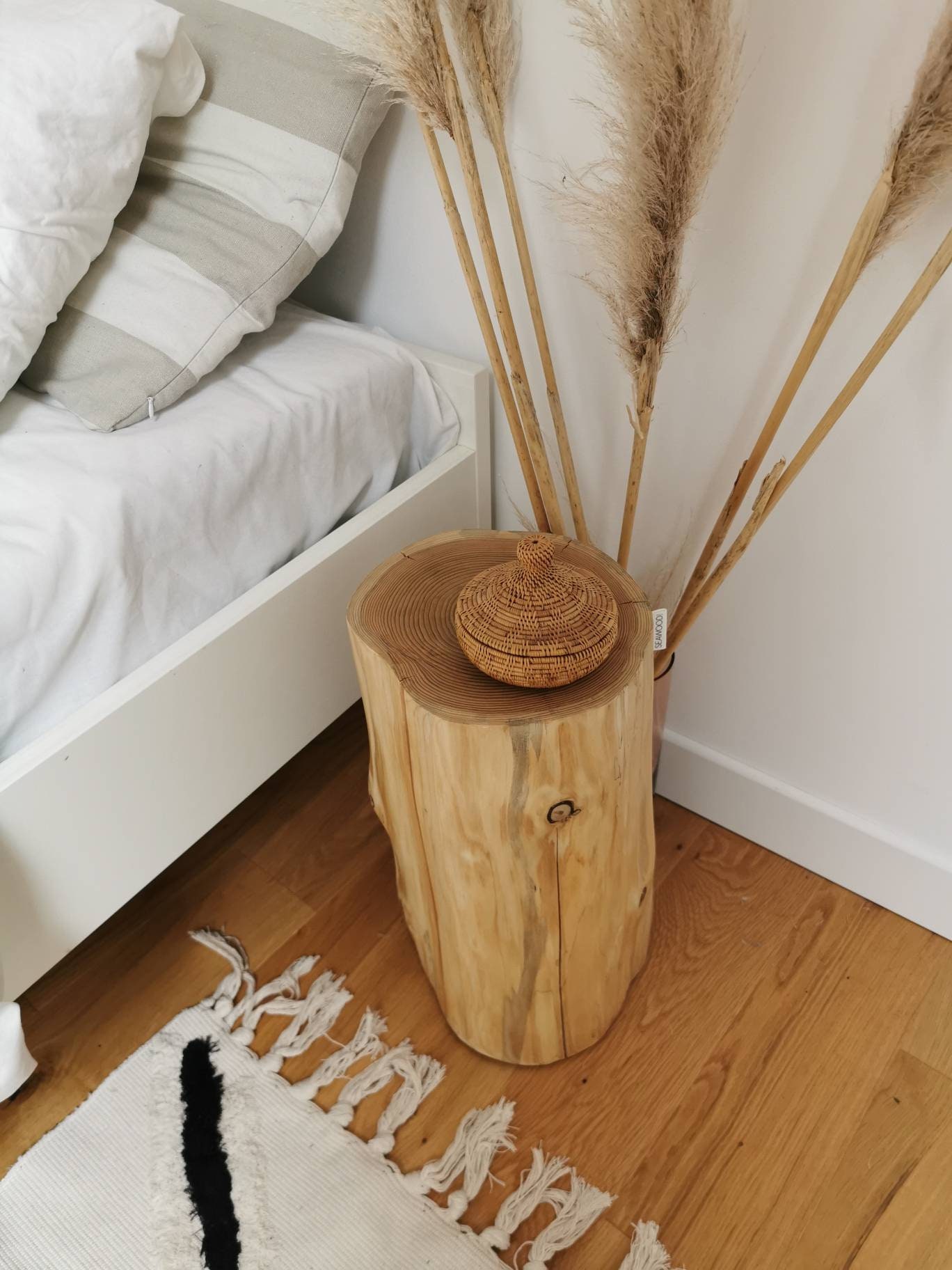Natural Log Bedside Table Etsy