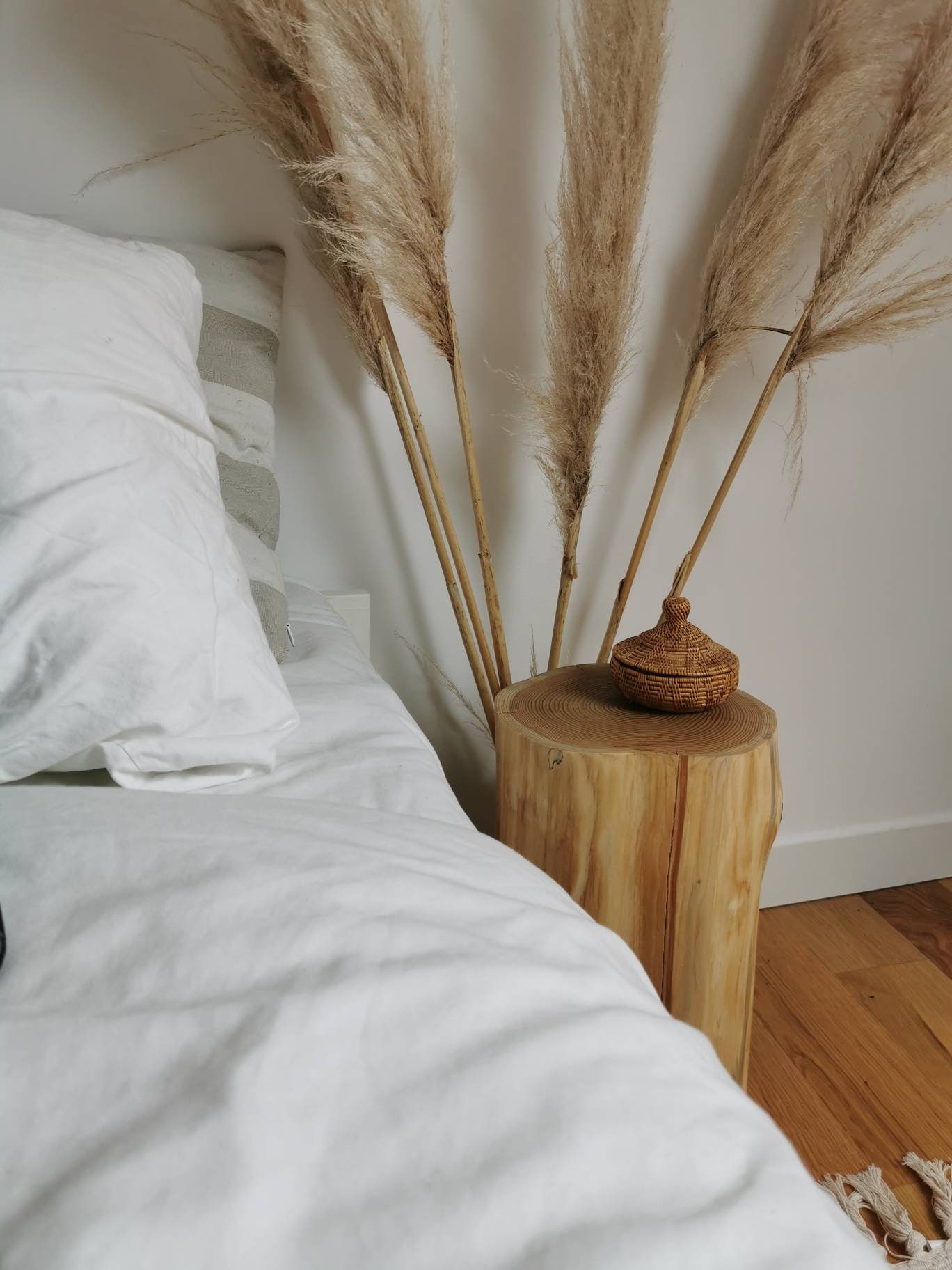 Natural Log Bedside Table Etsy