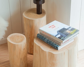 Natural wood log table XL