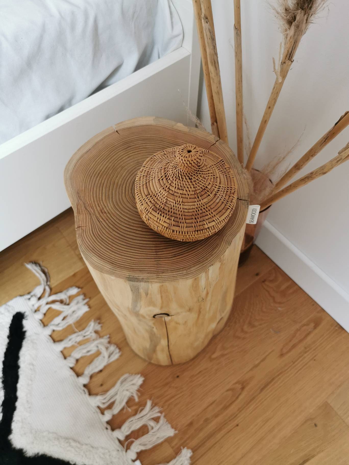 Natural Log Bedside Table Etsy