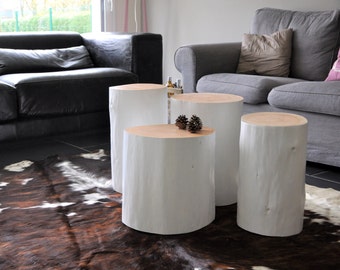 Idea Gift, Noel, Tree trunk table, Wood side table, white sofa tip, coffee table, log wood, natural décor, Scandinavian, cozy