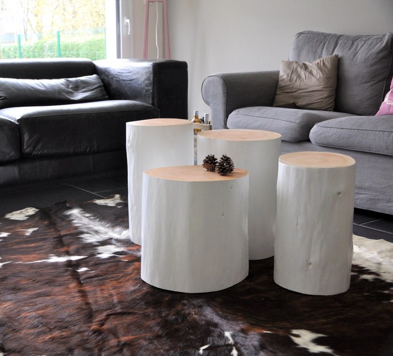 Idea Gift Noel Tree Trunk Table Wood Side Table White Sofa Etsy