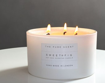 Sweet Fig Large 3 Wick Soy Candle, handmade in London, homemade candle, natural candle, scented candle, home decor, housewarming gift,