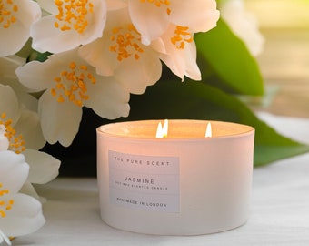 Jasmine Soy Candle: Large 3-Wick, Handmade in London