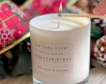 Pure Christmas Soy Candle in a Glass, handmade in London, homemade candle, Christmas candle, scented candle, Christmas gifts, homemade gift