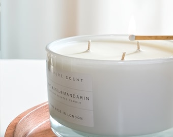 Lime Basil Mandarin Soy Candle: Large 3-Wick, Handmade in London