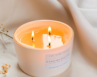 Honey & Tobacco Soy Candle: Large 3-Wick Scented Candle