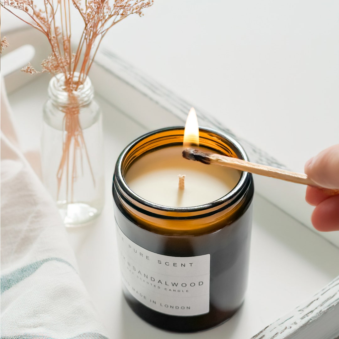Soy Candle in Amber Glass: Handmade in London, 150g - Etsy UK