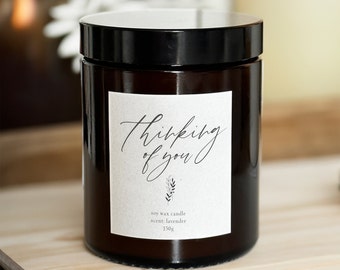 Thinking of you Personalised Soy Candle, thinking of you gift, relaxing candle, calming candle, relaxing gifts, sympathy candle, lavender