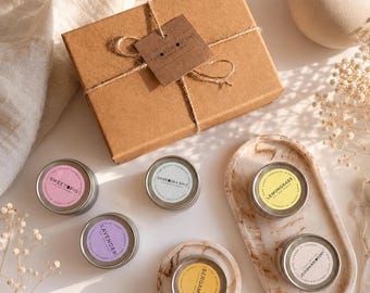 Hand-Poured Soy Wax Mini Candle Set | Natural Home Fragrance, 6 Scents (Gift Bag)