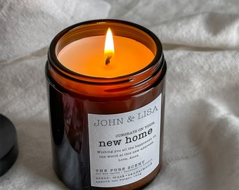 Personalized New Home Soy Candle, Housewarming Gift