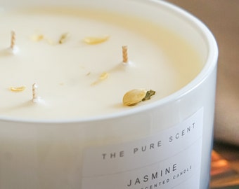 Jasmine Large 3 Wick Soy Candle, handmade in London, homemade candle, natural candle, scented candle, soy candles, home decor gift, homeware