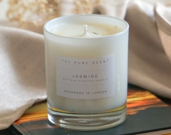 Handmade Jasmine Soy Candle: Vegan Scented Candle, Home Decor