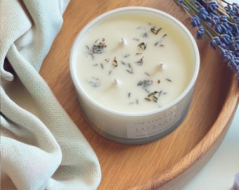 Lavender Aromatherapy Candle: Large 3-Wick Soy Wax Candle