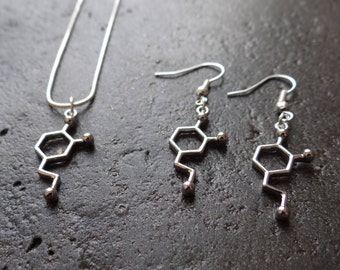 Dopamine Necklace and Earrings // Scientist Gift Set // Neurotransmitter // Molecule Jewellery