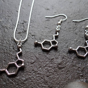 Serotonin Necklace and Earrings // Scientist Gift set // Molecule Jewellery