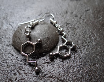 Mismatched // Serotonin and Dopamine Earrings // Scientist Gift // Chemistry // Biology // Molecules