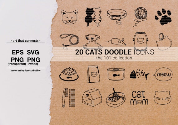 Cute cats icon pack bundle lineart template Vector Image