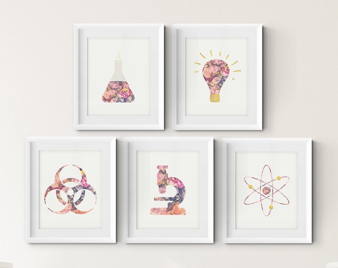 Science prints for women, Gift for female scientist, Medical school graduation gift. Nurse gift, Girls science wall art, Doctor office decor
