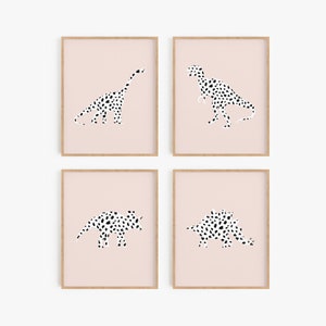 Pink dinosaur wall art, Kids dinosaur print, Dinosaur girl nursery decor, Baby dinosaur decoration, Girl nursery prints, Playroom print set