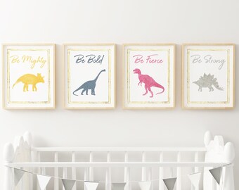 Kids dinosaur decor, Dinosaur themed bedroom gender neutral, Shared kids room prints, Playroom wall art, Unisex dinosaur nursery girl boy