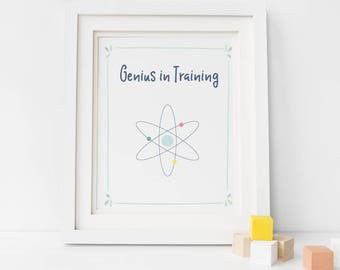 Little Genius / Feminist Baby Shower / Preschool Classroom Decoration / Science Nursery Printable / Girl Power / Science Birthday Party