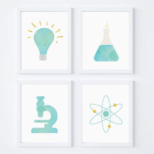 Science classroom decor, Printable nursery art turquoise, Gender neutral nursery decor, Science party decoration, Chemistry teacher gift