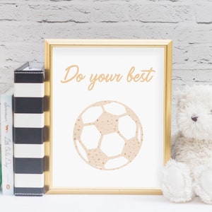 Cartel de fútbol para niñas imprimible / Blush Pink Gold Sports Nursery Decor for Girl / Soccer Player Gift / Soccer Party Decorations / Art Print