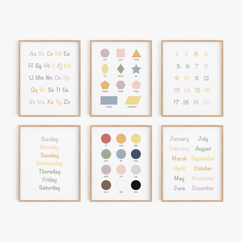 Educational Posters Kids Room Printable Wall Art Learning Etsy