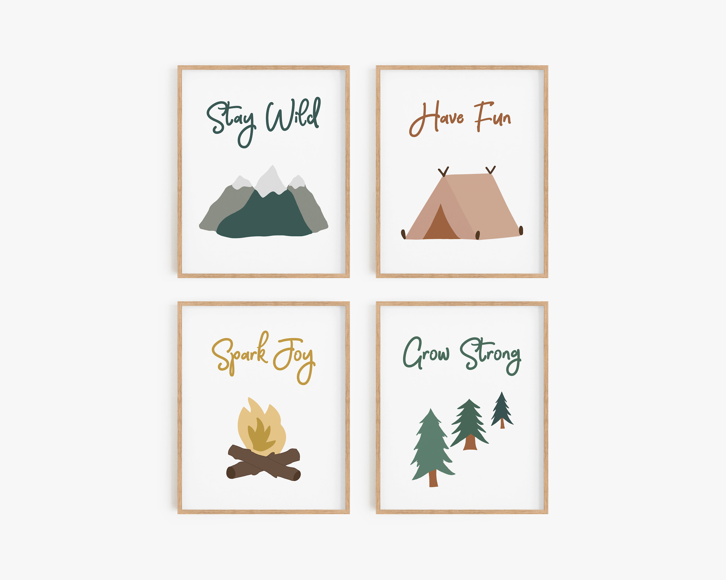 Earthy Nursery Decor Camping Themed Kids Bedroom Wall Art Etsy