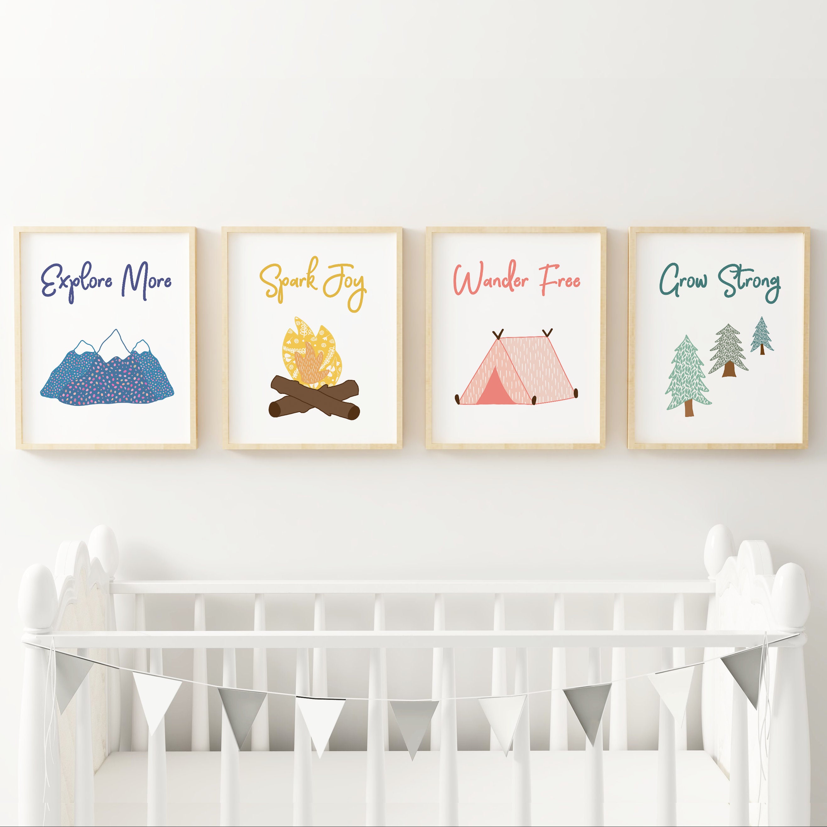 Kids Camping Themed Room Decor Playroom Gallery Wall Art Etsy